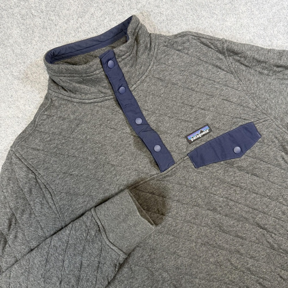 Patagonia Sweatshirt Mens Medium Gray Organic Cotton Quilt Snap-T Pullover Top
